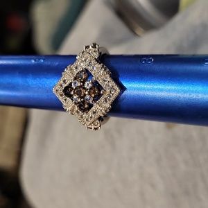 Vintage Silver-Tone Ring with Blue and Brown Stones
